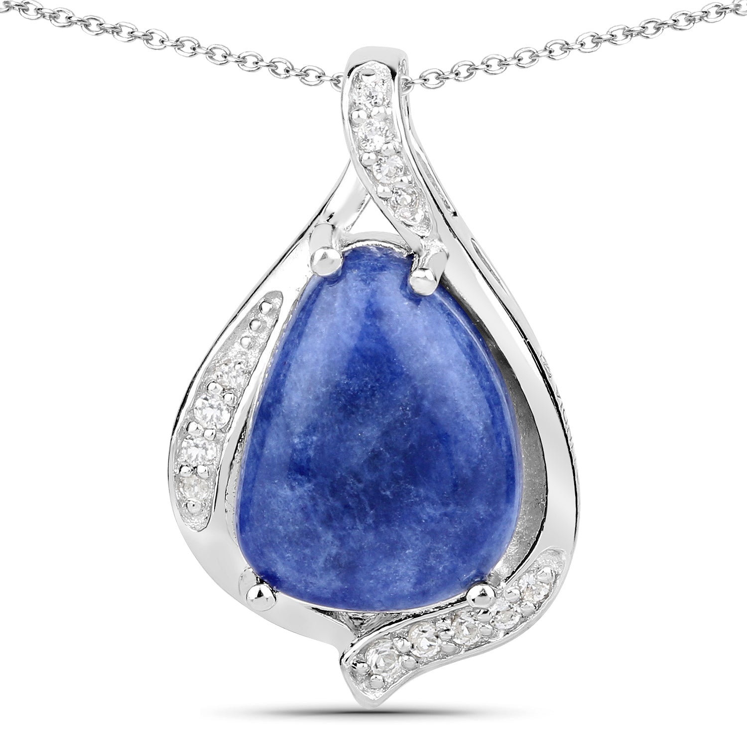 2.39 Carat Genuine Blue Aventurine and White Topaz .925 Sterling Silver Pendant on sale at MyriadMart