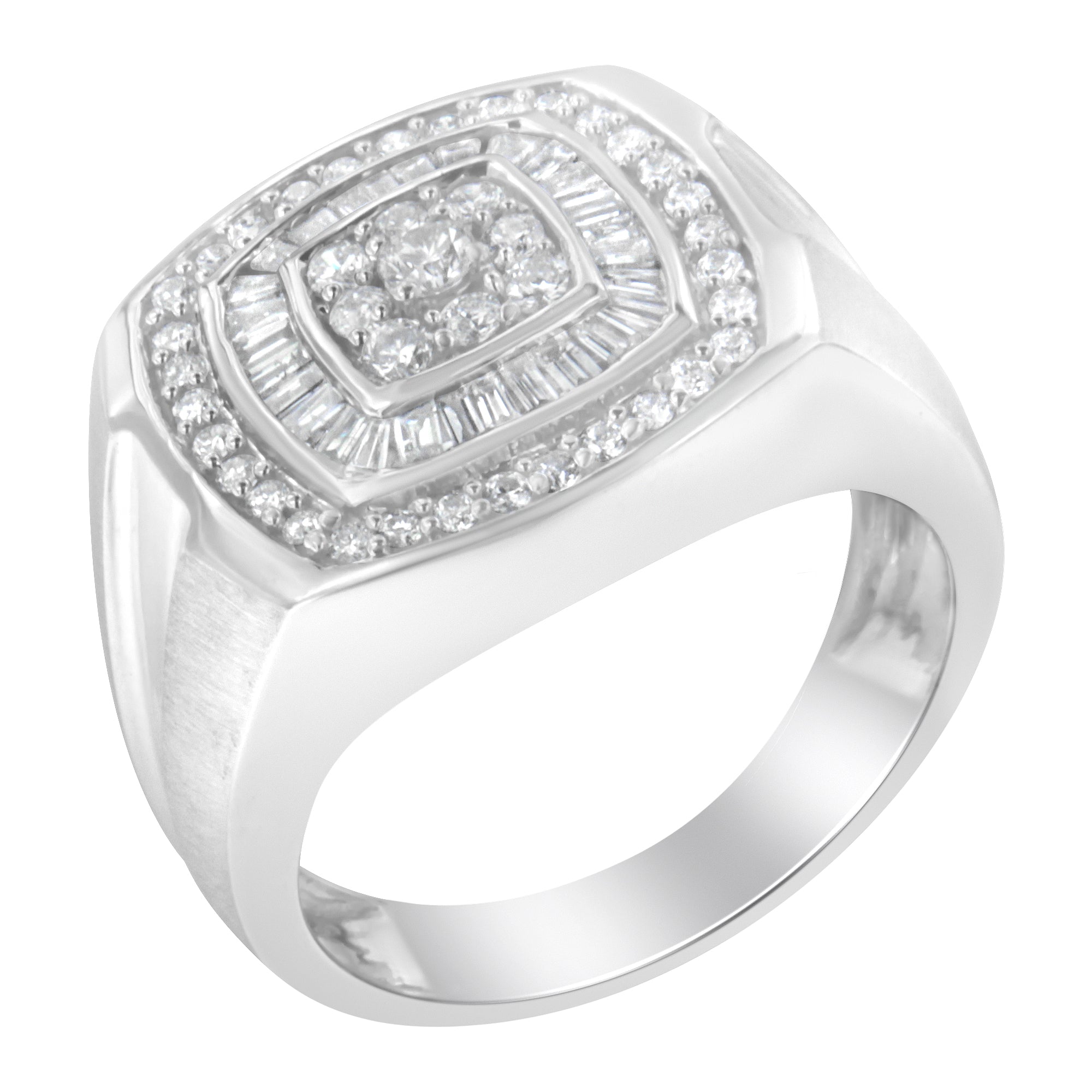14K White Gold Men's Diamond Band Ring 1 cttw, H-I Color, SI1-SI2 Clarity on sale at MyriadMart