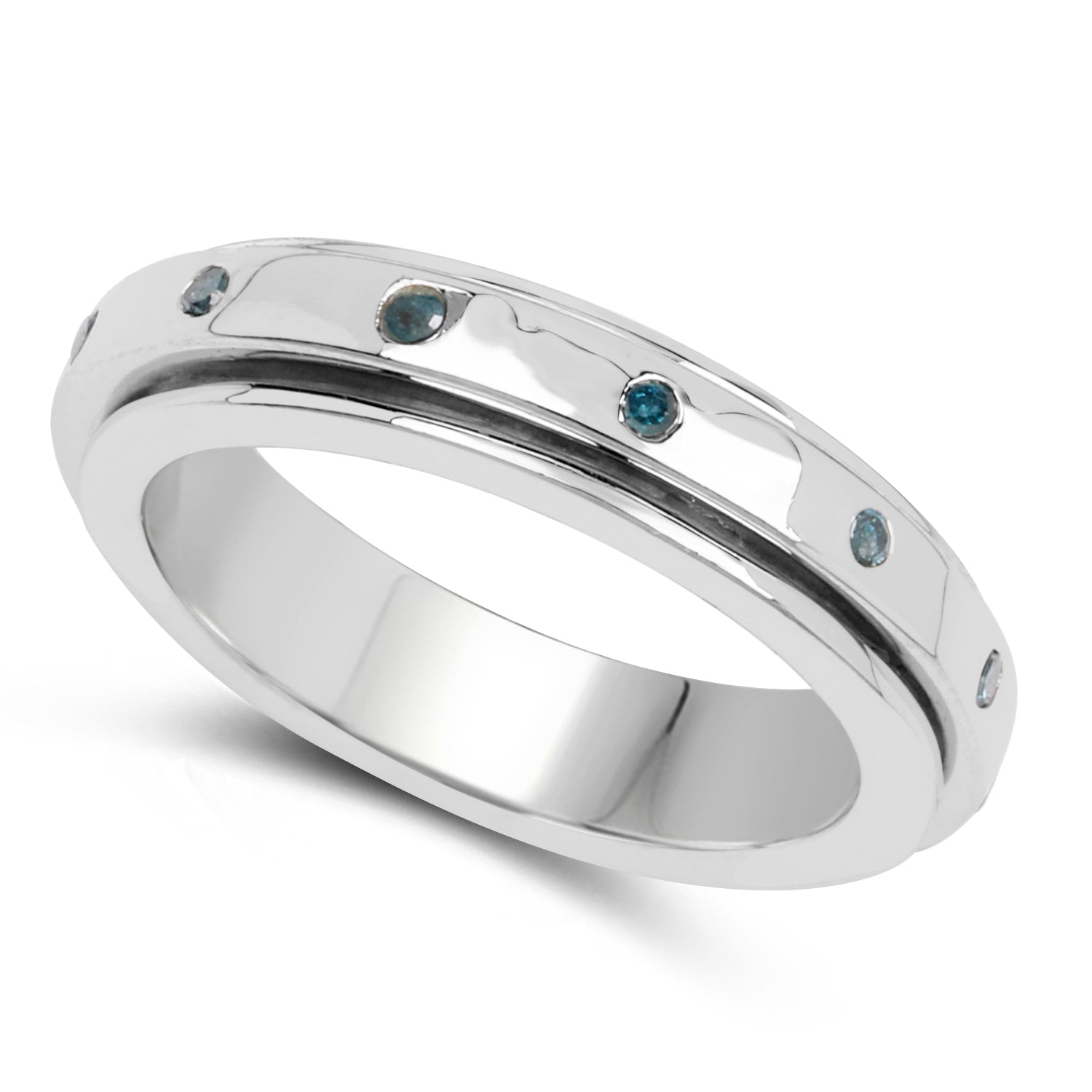 0.14 Carat Genuine Blue Diamond .925 Sterling Silver Ring on sale at MyriadMart