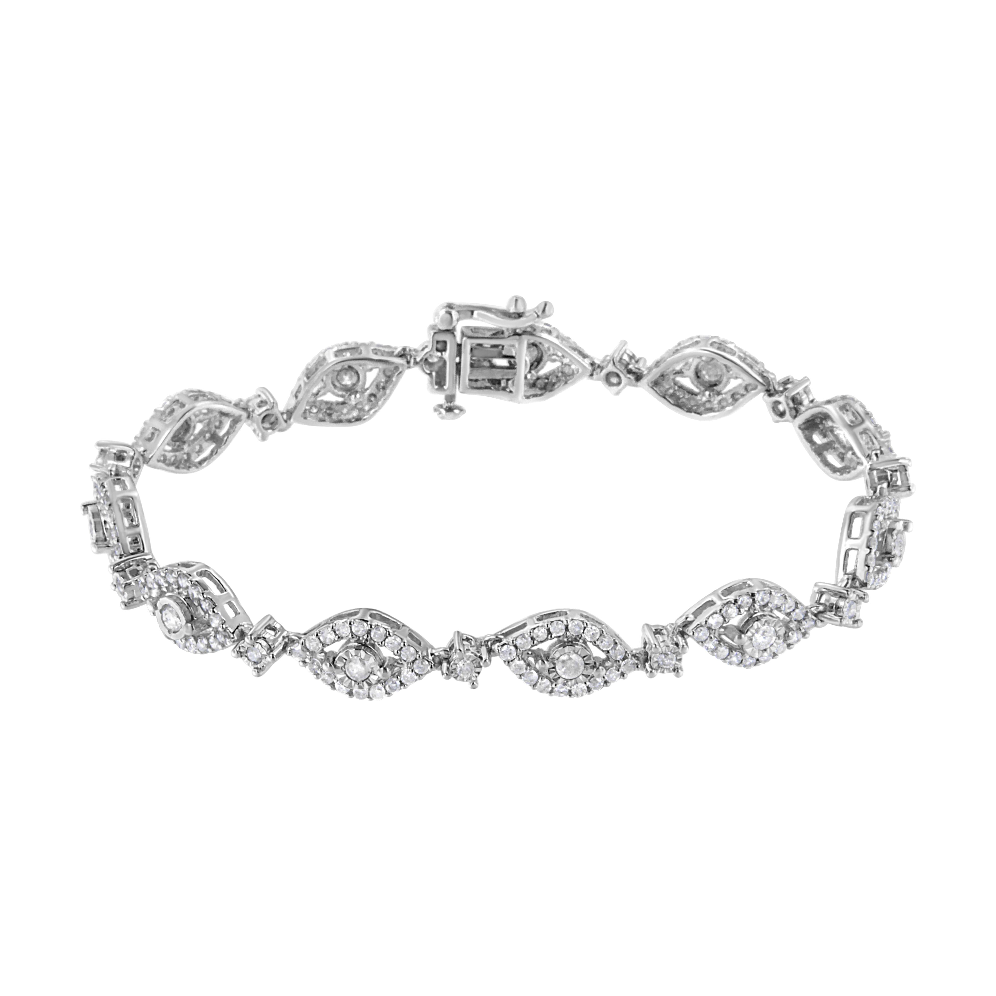 .925 Sterling Silver 2 1/2 Cttw Diamond Pear Shaped and Bezel Link Bracelet I-J Color, I2-I3 Clarity - 7.5 " on sale at MyriadMart
