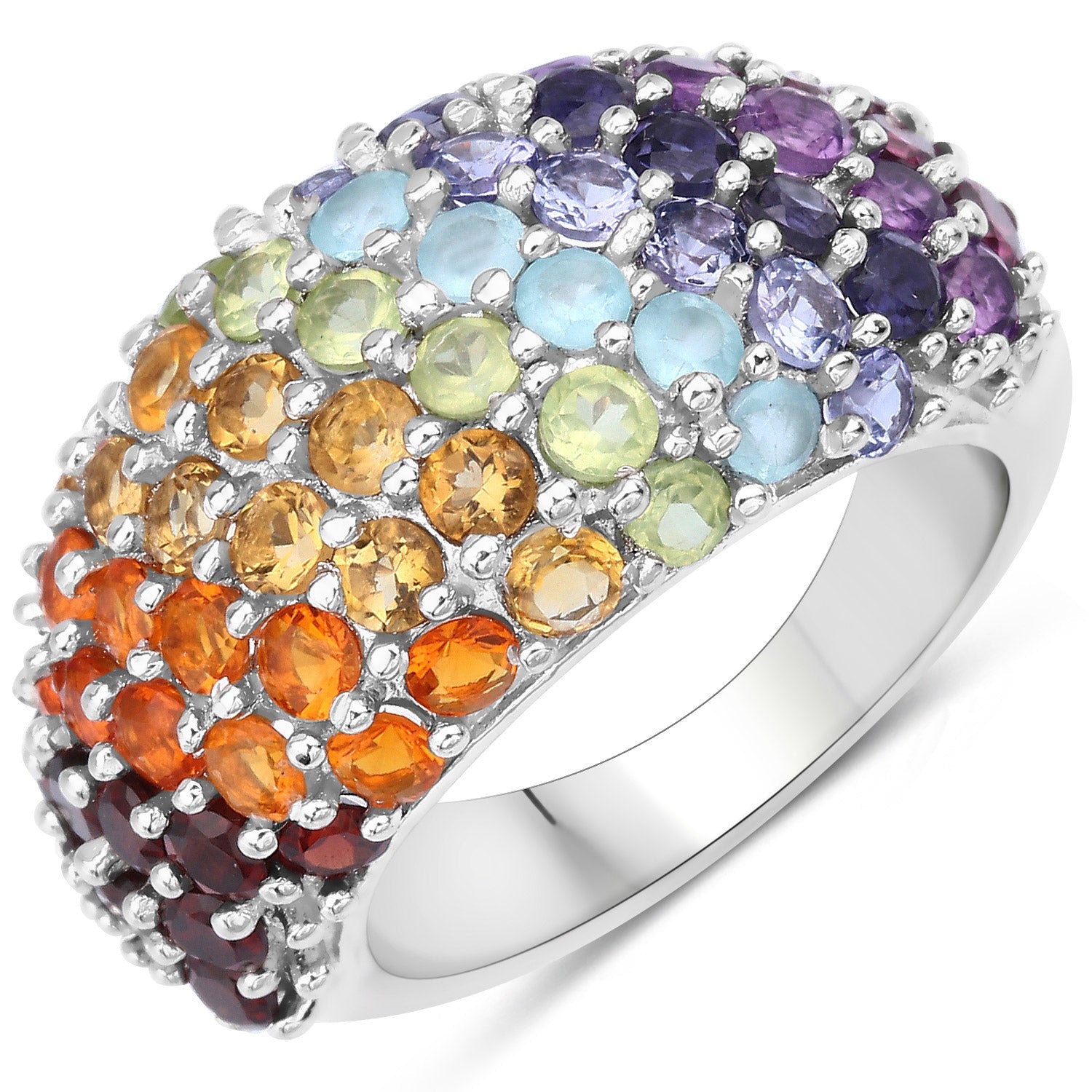 4.16 Carat Genuine Multi Stones .925 Sterling Silver Ring on sale at MyriadMart