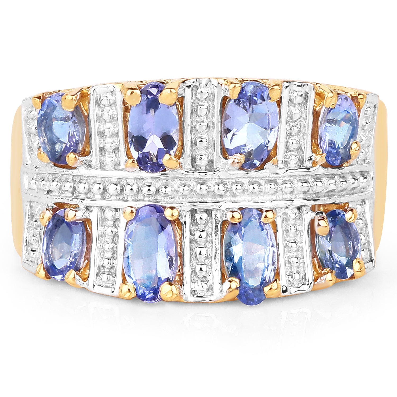 14K Yellow Gold Plated 1.68 Carat Genuine Tanzanite .925 Sterling Silver Ring on sale at MyriadMart