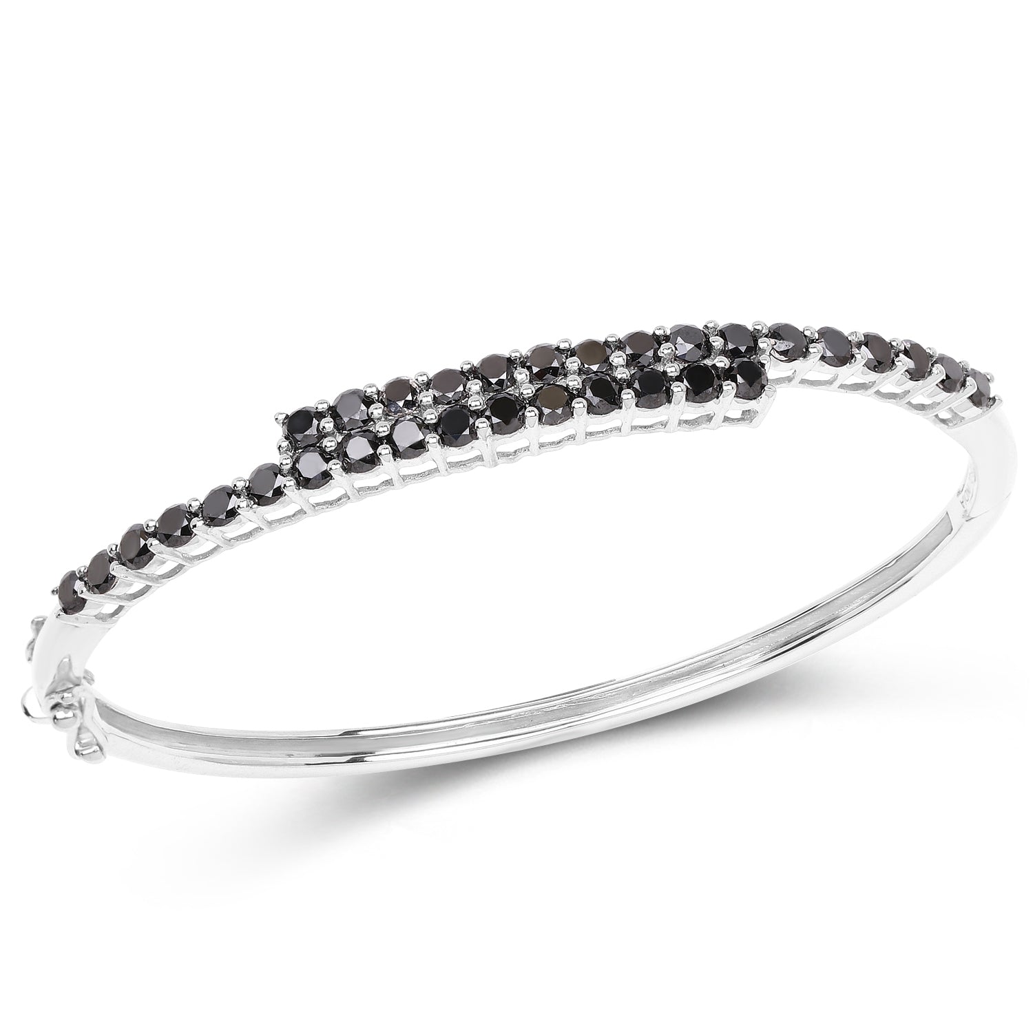 4.00 Carat Genuine Black Diamond .925 Sterling Silver Bangle on sale at MyriadMart