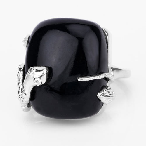 21.04 Carat Genuine Black Onyx and White Topaz .925 Sterling Silver Ring on sale at MyriadMart