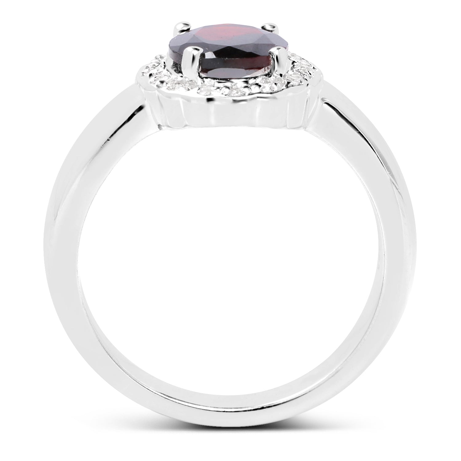 2.58 Carat Genuine Garnet and White Topaz .925 Sterling Silver Ring on sale at MyriadMart
