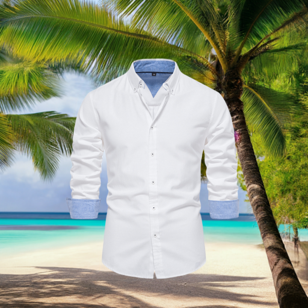 Men's casual versatile fashion solid color long-sleeved top - MyriadMart