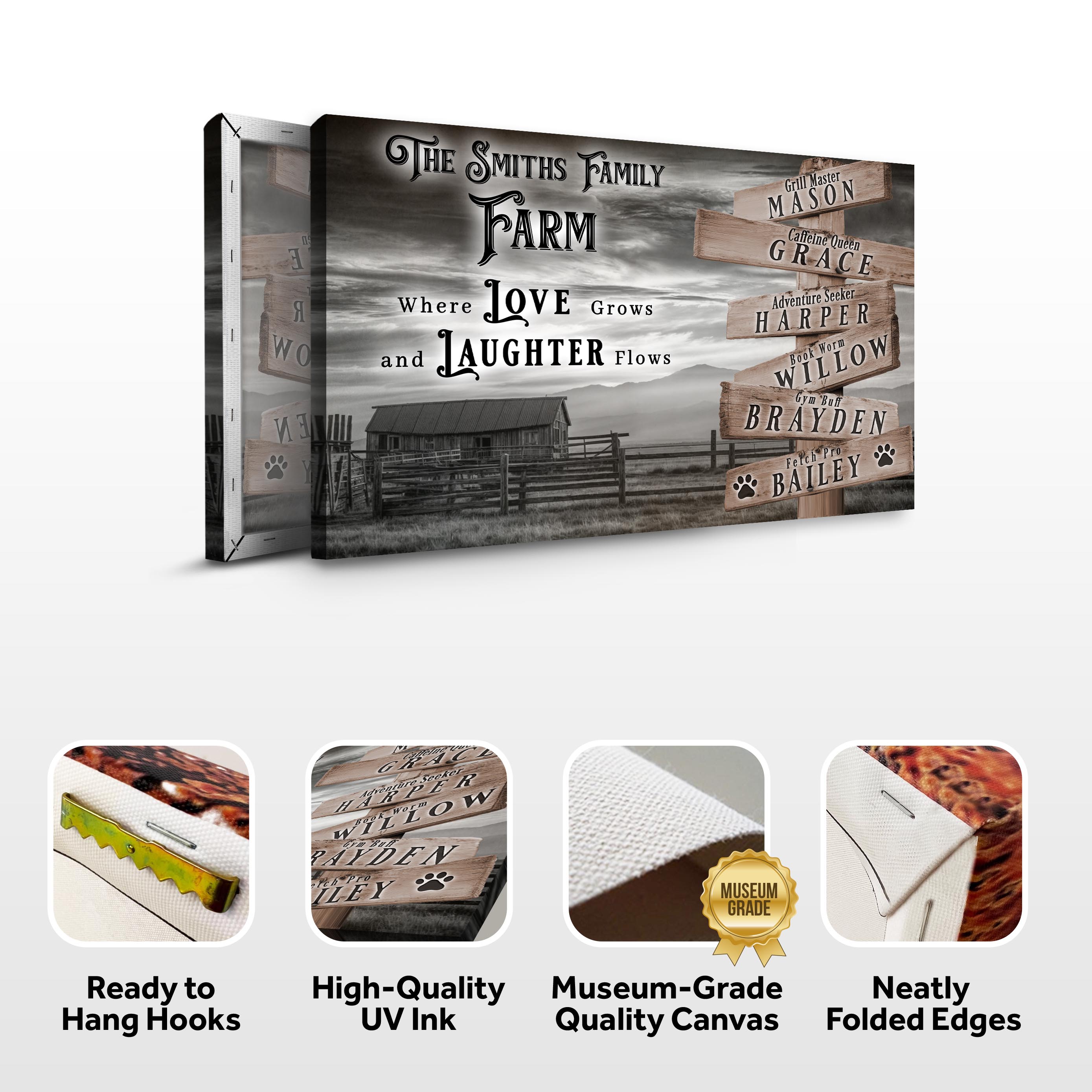 Where Love Grows And Laughter Flows Family Farm Names Sign on sale at MyriadMart