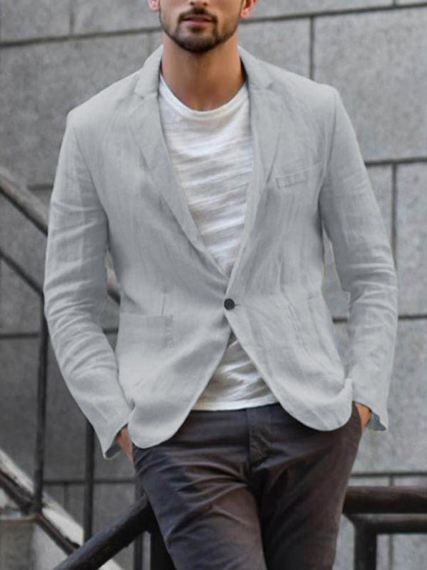 Men's Linen Cotton Loose Comfortable Solid Color Boutique Thin Casual Blazer - MyriadMart