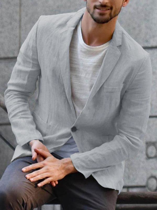 Men's Linen Cotton Loose Comfortable Solid Color Boutique Thin Casual Blazer - MyriadMart