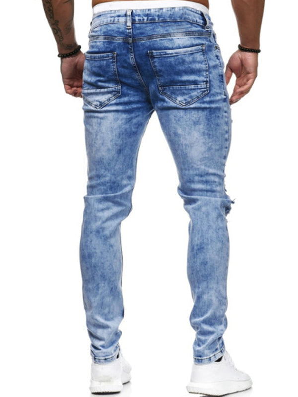 Men's Street Style Four Seasons Cotton Blend Knit Denim Jeans on sale at MyriadMart
