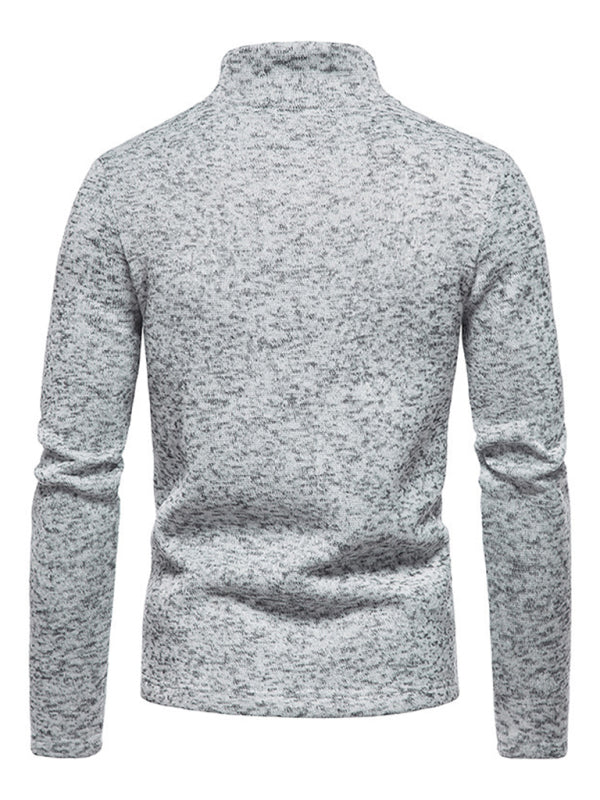 Men's solid color turtleneck zipper long sleeve sweatshirt on sale at MyriadMart