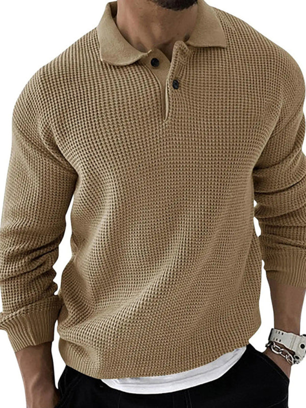 Lapel Sweater Men's Fashion Urban Slim Long Sleeve Knitted Sweater - MyriadMart