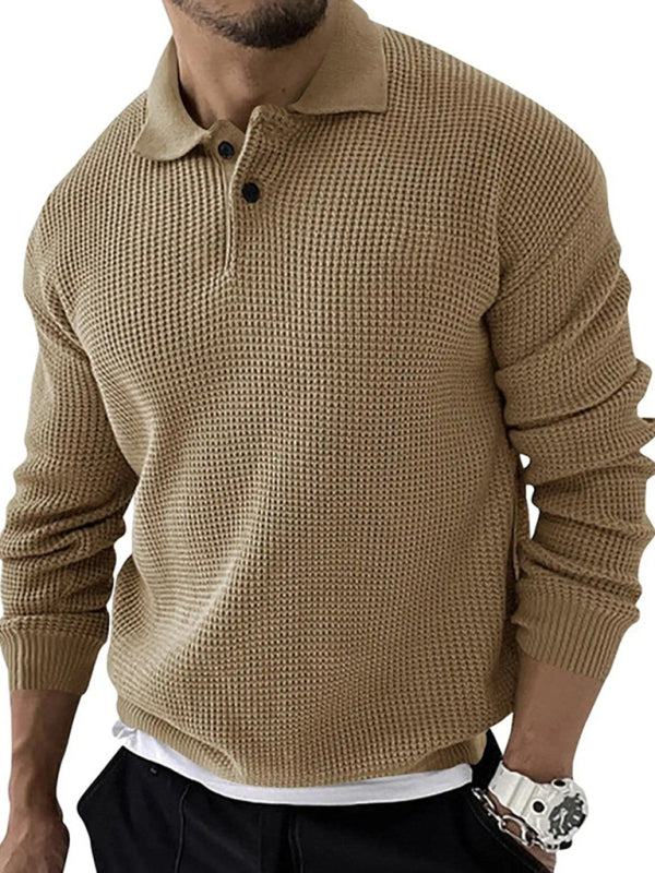 Lapel Sweater Men's Fashion Urban Slim Long Sleeve Knitted Sweater - MyriadMart
