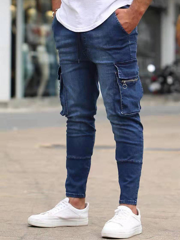Men's trendy fashion all-match cargo jeans on sale at MyriadMart