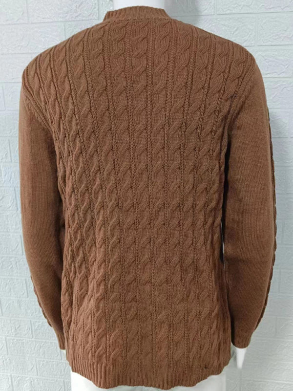 Men's new solid color zipper half turtleneck long sleeve sweater - MyriadMart