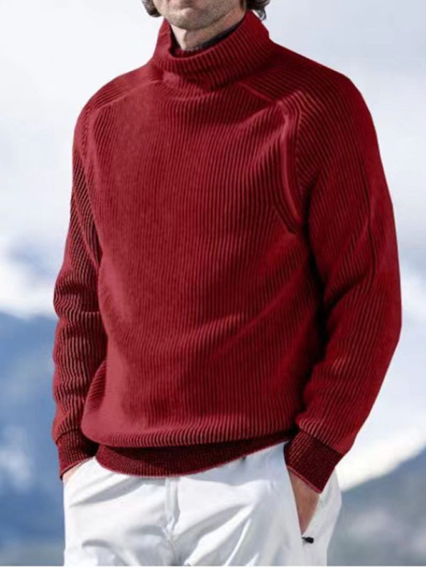 Men's high collar casual long sleeve knitted top - MyriadMart