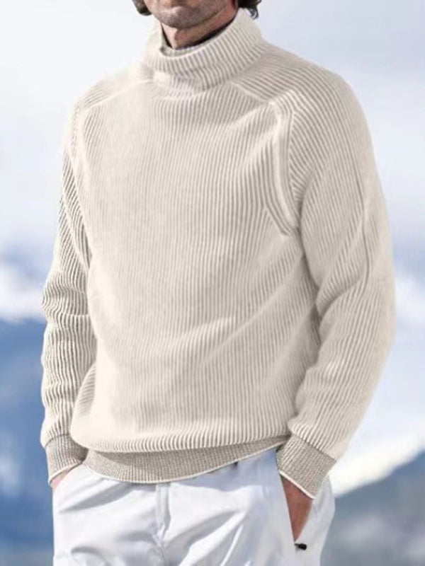 Men's high collar casual long sleeve knitted top - MyriadMart