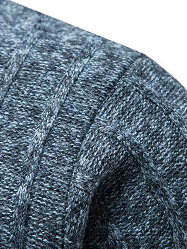 Men's stand collar zipper half cardigan sweater - MyriadMart