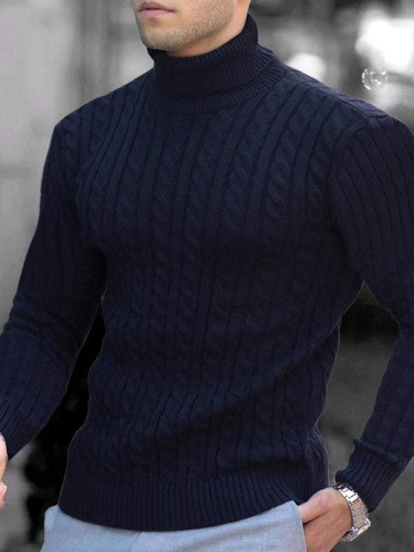 Men's turtleneck casual tight stretch sweater - MyriadMart