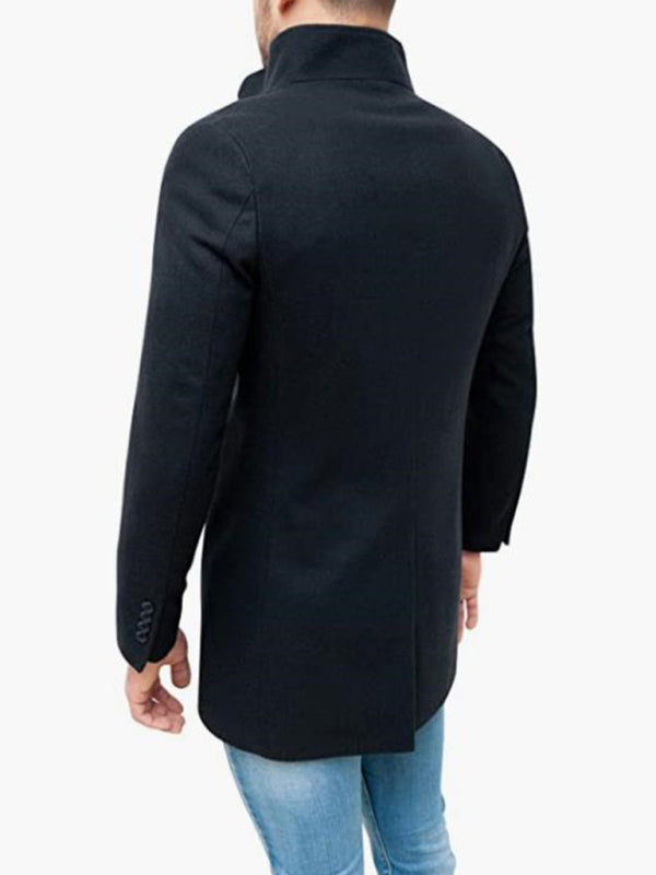 Men's slim woolen coat with stand collar - MyriadMart