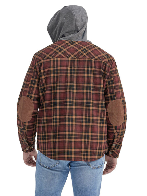 Men's plaid loose warm hooded jacket - MyriadMart