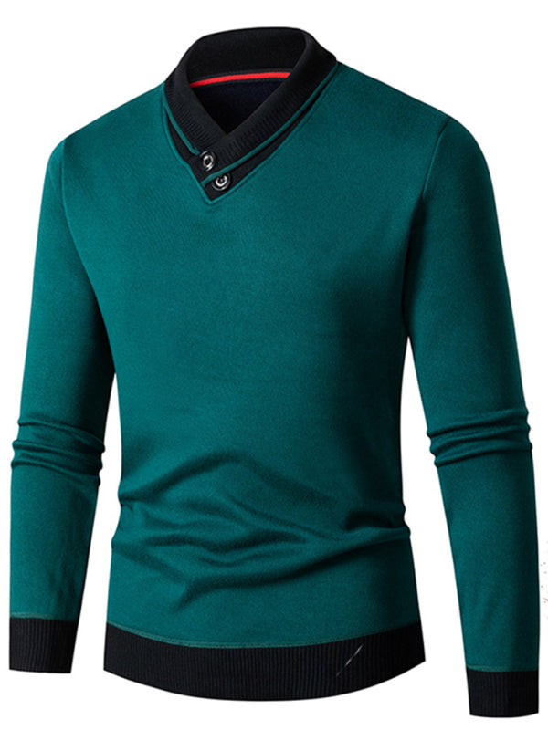 Men's new half turtleneck plus velvet slim long-sleeved sweater - MyriadMart
