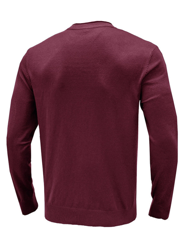Men's new solid color long sleeve sweater