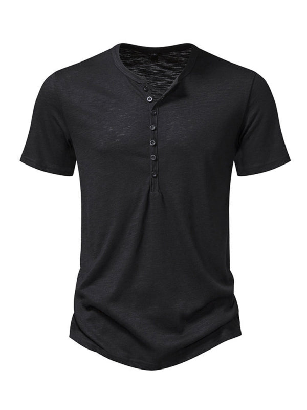 Men's Henley Casual Fashion Basic Short Sleeve T-Shirt - MyriadMart