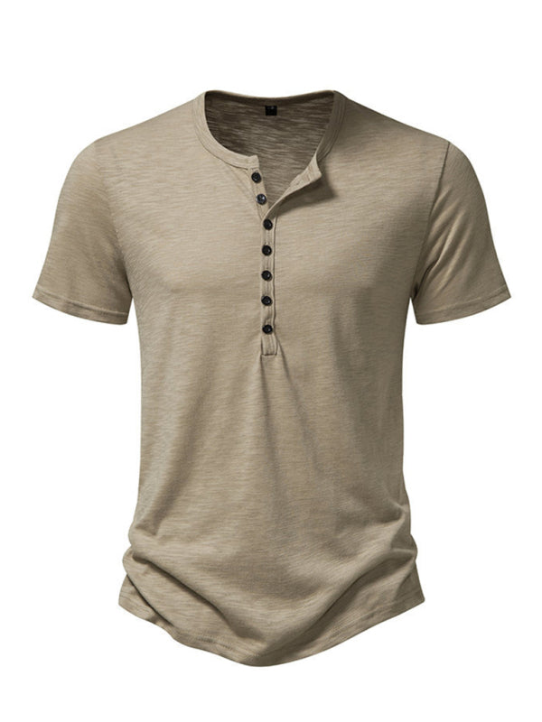 Men's Henley Casual Fashion Basic Short Sleeve T-Shirt - MyriadMart
