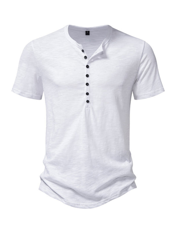 Men's Henley Casual Fashion Basic Short Sleeve T-Shirt - MyriadMart