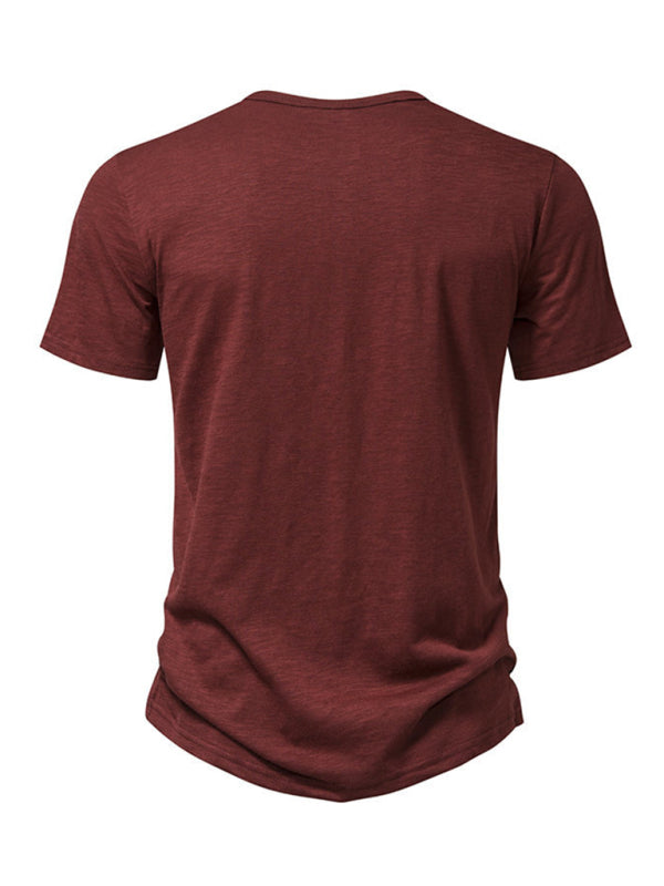 Men's Henley Casual Fashion Basic Short Sleeve T-Shirt - MyriadMart