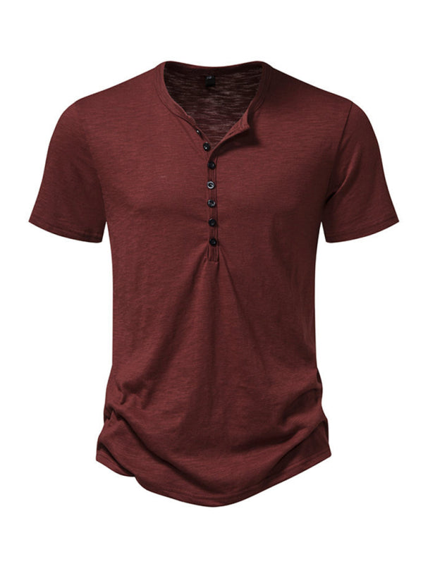 Men's Henley Casual Fashion Basic Short Sleeve T-Shirt - MyriadMart