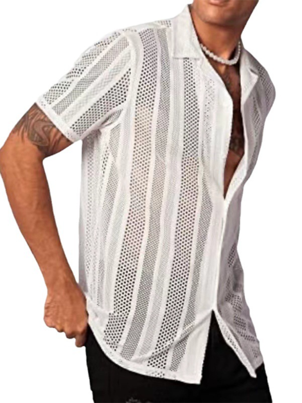 New Street Casual Button Knitted Short Sleeve Shirt - MyriadMart