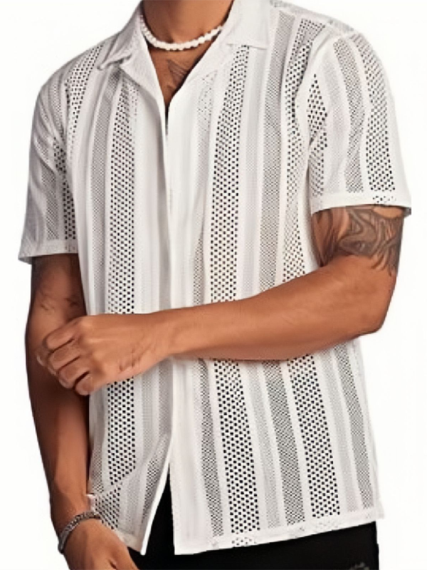 New Street Casual Button Knitted Short Sleeve Shirt - MyriadMart