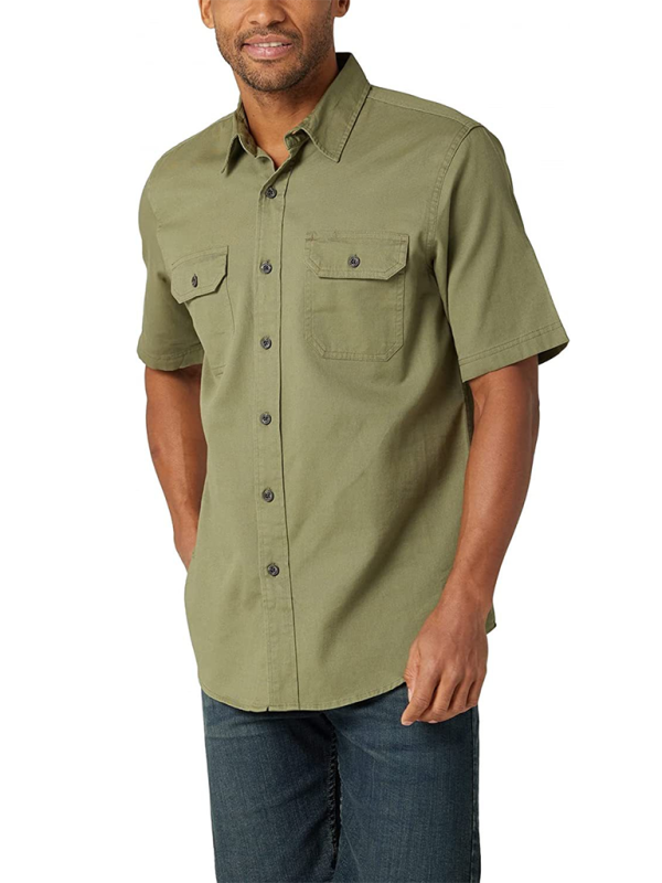 Men's Casual Solid Color Classic Short Sleeve Shirt - MyriadMart