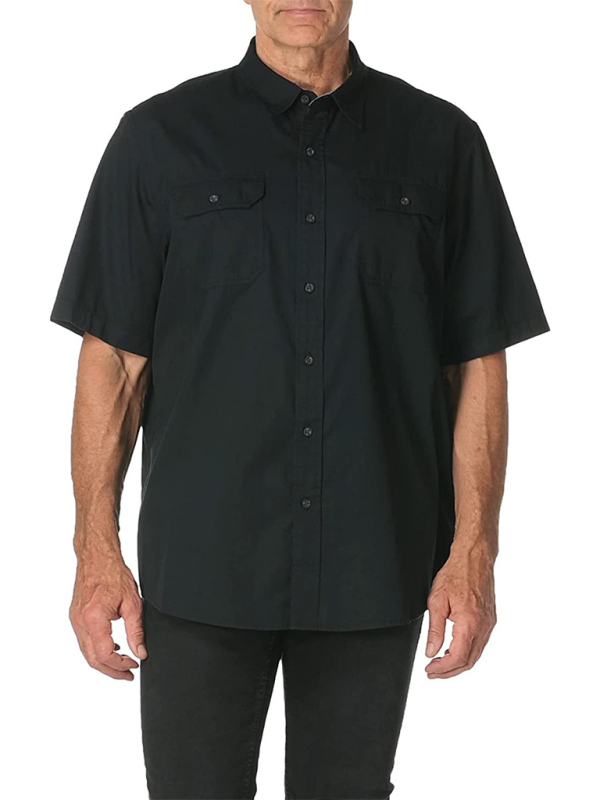 Men's Casual Solid Color Classic Short Sleeve Shirt - MyriadMart