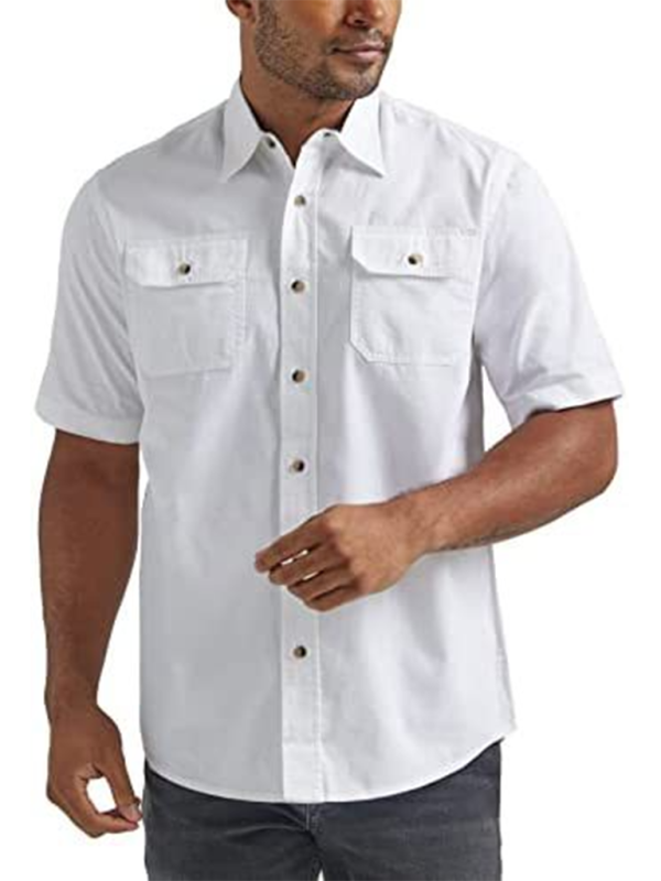 Men's Casual Solid Color Classic Short Sleeve Shirt - MyriadMart
