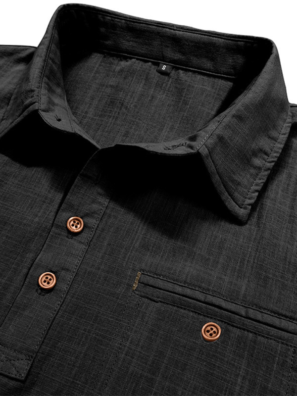 Men's casual solid color lapel short-sleeved tops - MyriadMart