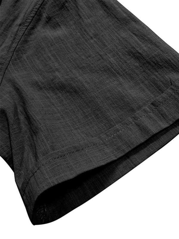 Men's casual solid color lapel short-sleeved tops - MyriadMart