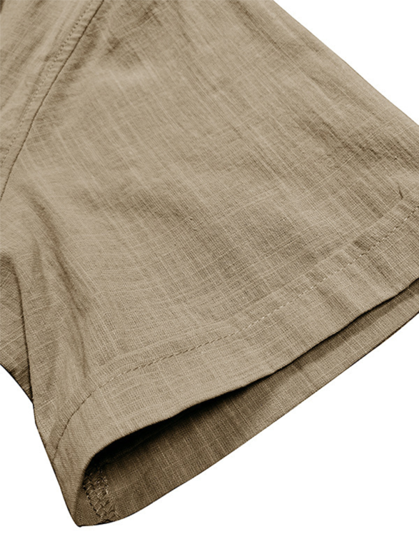 Men's casual solid color lapel short-sleeved tops - MyriadMart