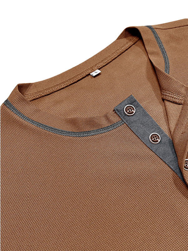 Men's American Vintage Henley Collar Short Sleeve T-Shirt - MyriadMart