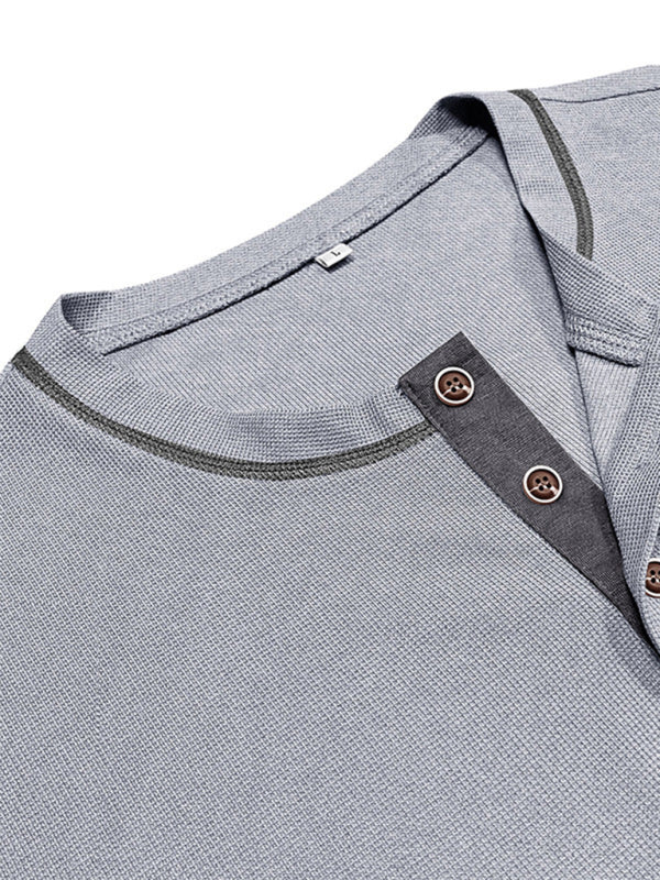 Men's American Vintage Henley Collar Short Sleeve T-Shirt - MyriadMart