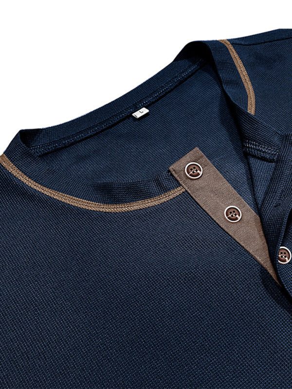 Men's American Vintage Henley Collar Short Sleeve T-Shirt - MyriadMart