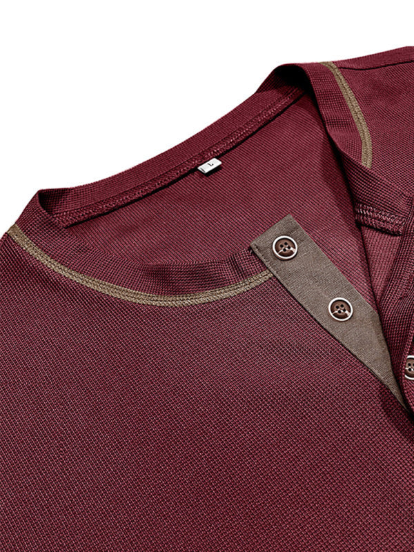 Men's American Vintage Henley Collar Short Sleeve T-Shirt - MyriadMart