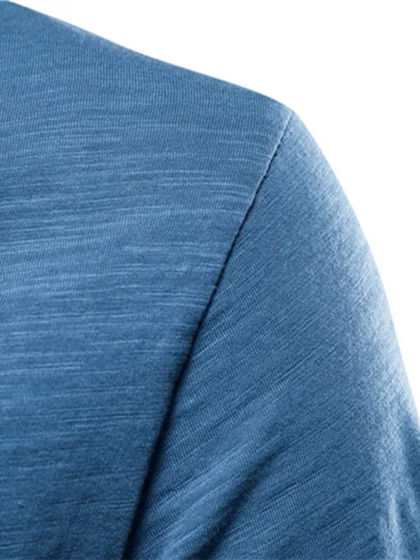 Men's New Solid Color Slub Cotton V-Neck Short Sleeve T-Shirt - MyriadMart