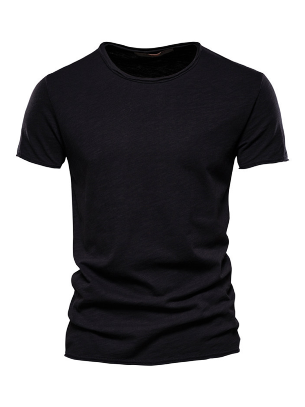 Men's New Solid Color Slub Cotton Round Neck Short Sleeve T-Shirt - MyriadMart