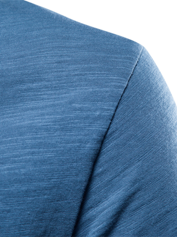 Men's New Solid Color Slub Cotton Round Neck Short Sleeve T-Shirt - MyriadMart