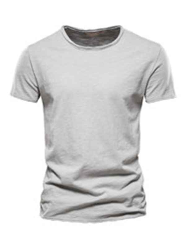 Men's New Solid Color Slub Cotton Round Neck Short Sleeve T-Shirt - MyriadMart