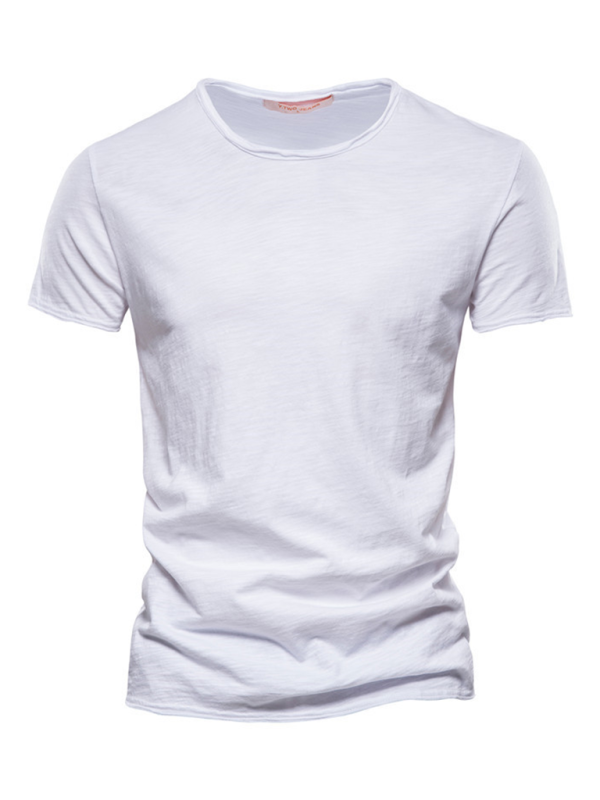 Men's New Solid Color Slub Cotton Round Neck Short Sleeve T-Shirt - MyriadMart