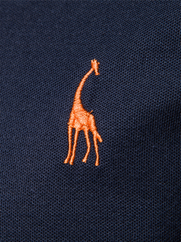 Men's short-sleeved lapel polo shirt with deer embroidery - MyriadMart